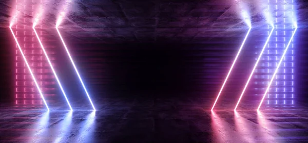 Neon Glowing Background Purple Blue Laser Striped Metal Reflective Structure — 스톡 사진