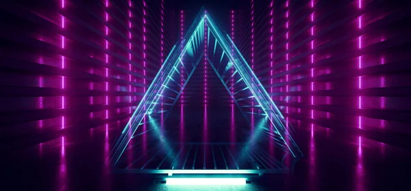 Laser Triangle Concrete Background Sci Futuristica Costruzione Magazzino Podio Stage — Foto Stock