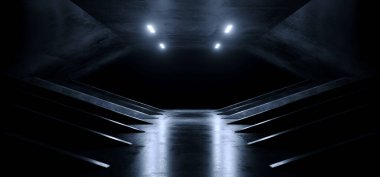 Soyut Fütürist Bilim Kurgu Uzaylı Garajı Çimento Beton Çimento Grunge Beton Sütunlar Yeraltı Sığınağı Koridor Koridoru Resimleri