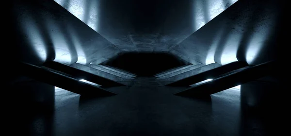 Abstract Futuristic Sci Fi Elegant Alien Spaceship Garage Cement Concrete Grunge Concrete Columns Pillars Bunker Underground  Background Hallway Tunnel Corridor  Illustration