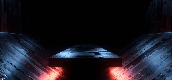 Sci Alien Stage Podium Futuristische Showcase Showroom Plattform Tunnel Korridor — Stockfoto