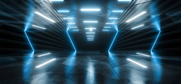 Neon Electric Cyber Parking Laser Sci Futuristic Hallway Stage Blue — 스톡 사진