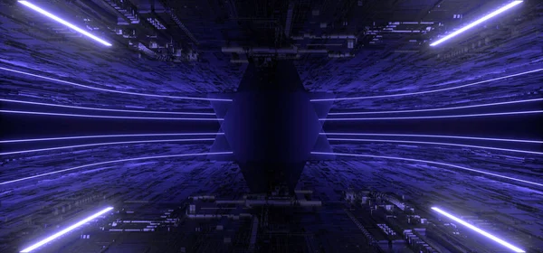 Sci Future Neon Laser Blue Purple Violet Futuristic Synth Cyber — Stock fotografie