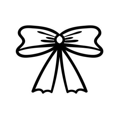 Beyaz arka planda kurdele yayı çizimi. Boyama kitabı, kart, poster tasarımı ögesi