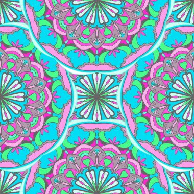 Geleneksel renkli, dikişsiz desen. Klasik arka plan. Tekstil, ambalaj kağıdı, kart, davetiye, duvar kağıdı, web için dekoratif arkaplan.