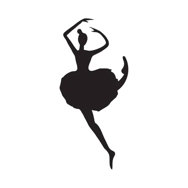 Ballerina Schwarze Silhouette Auf Weißem Hintergrund Ballett Mädchen Tänzerische Illustration — Stockfoto