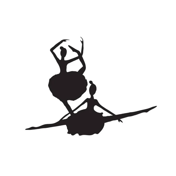 Ballerina Schwarze Silhouetten Auf Weißem Hintergrund Ballett Mädchen Tänzerische Illustration — Stockfoto