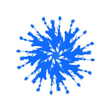 Beyaz arkaplanda soyut biçimlendirilmiş dekoratif mavi kar tanesi.