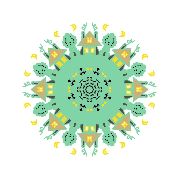 Αφηρημένη Διάνυσμα Μανδάλα Διακοσμητικό Μοτίβο Κύκλο Στο Βόρειο Στυλ Χρώματα — Φωτογραφία Αρχείου