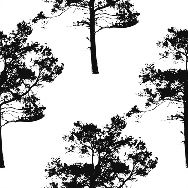 Fond Sans Couture Noir Blanc Avec Des Silhouettes Pins Forêt — Photo