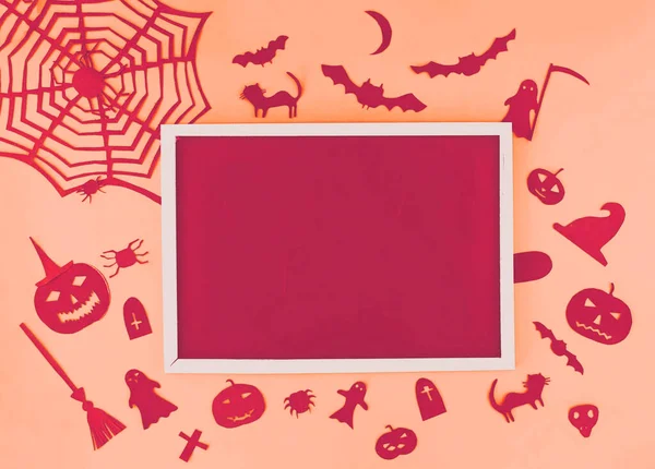 Decoraties Voor Halloween Feest Handgemaakte Papieren Decor Feestelijke Wenskaart Poster — Stockfoto