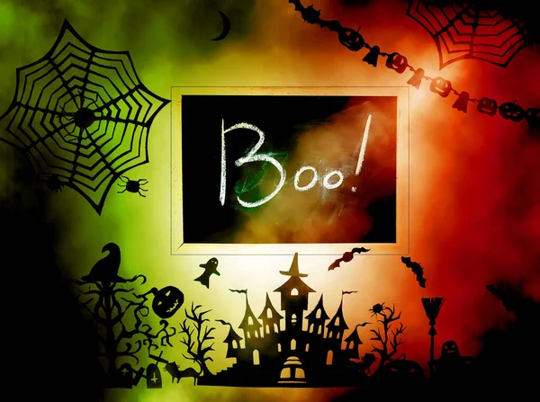 Decorações Para Festa Halloween Decoração Papel Artesanal Cartão Festivo Cartaz — Fotografia de Stock