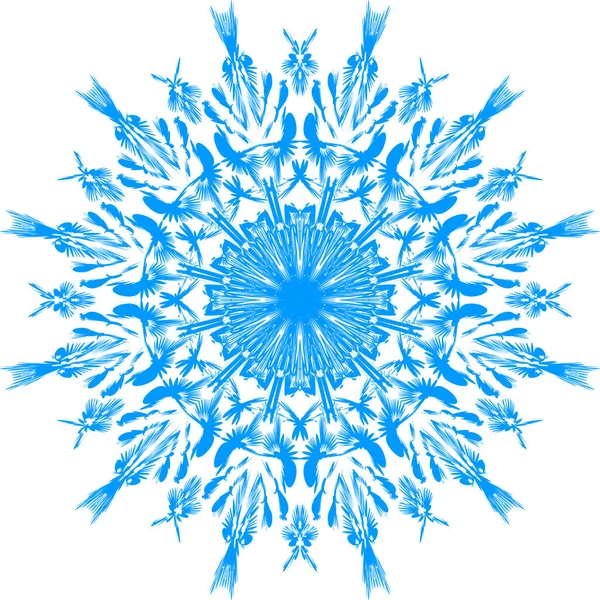 Hand Drawn Doodle Pattern Circle Decorative Lacy Mandala Snowflake Design — Stock Vector