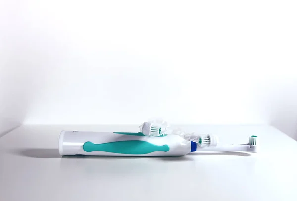 Electric Toothbrushes Set White Background — Stock Photo, Image
