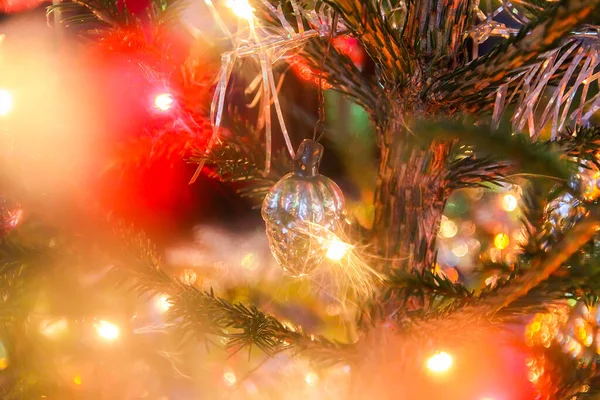 Decoraciones Sobre Ramas Abeto Para Año Nuevo Navidad —  Fotos de Stock