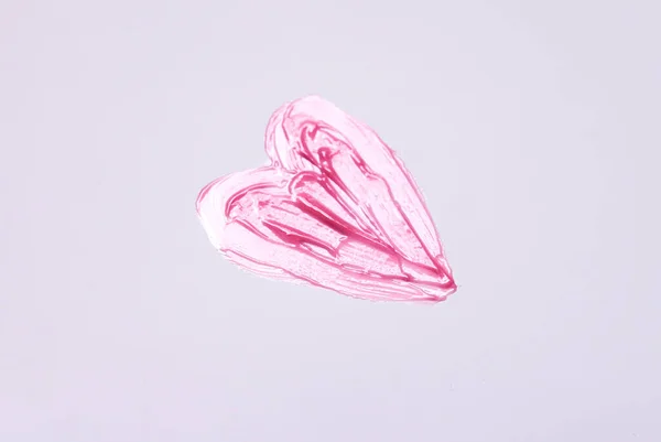 Forma Dibujada Mano Del Corazón Muestra Brillo Labial Rosa Sobre — Foto de Stock