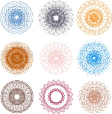 Set of abstract mandala patterns. Vintage decorative element.