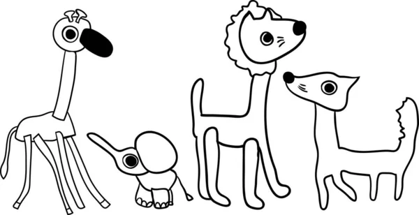 Desenhos Animados Pequenos Animais Felizes — Vetor de Stock