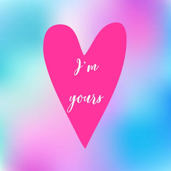 Cartão Dia Dos Namorados Coração Com Citação Sou Teu Fundo — Vetor de Stock