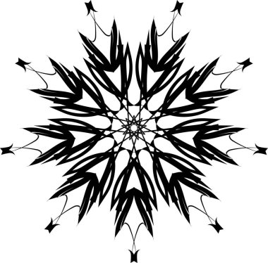 El çizimi karalama şekli daire şeklinde. Dekoratif dantelli mandala veya kar tanesi. Baskı, greting kartları, yetişkin boyama kitabı, davetiyeler, tekstil, dövme için tasarım ögesi.