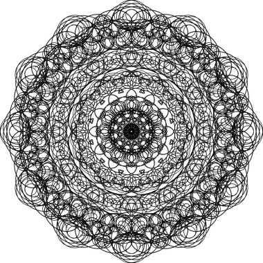 Mandala desen. Beyaz zemin üzerinde bir dairede Doodle süsleme.