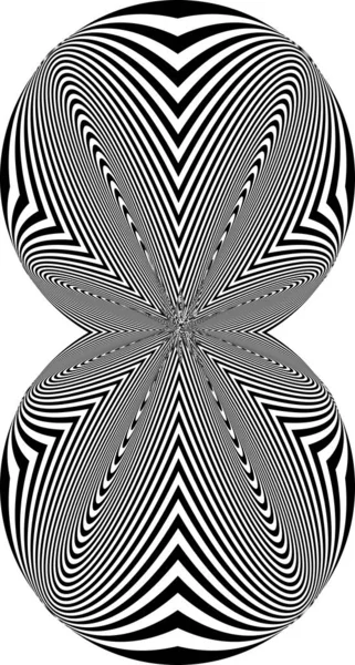 Forma Astratta Intrecciata Bianco Nero Illusione Ottica Della Superficie Distorta — Vettoriale Stock