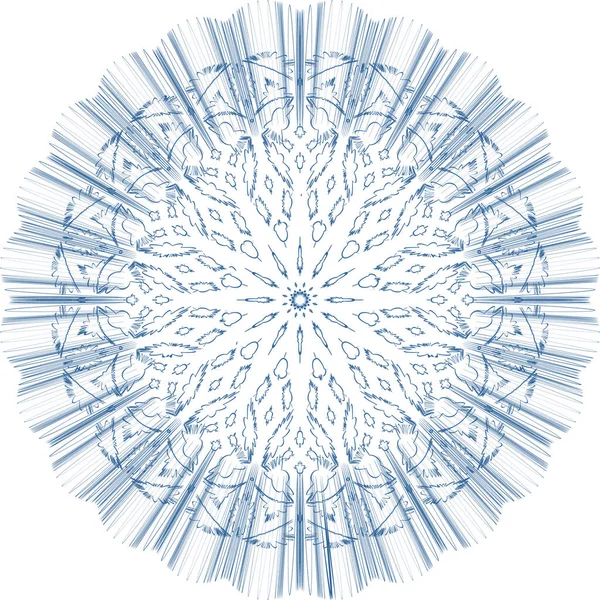 Schema Scarabocchiato Disegnato Mano Cerchio Mandala Decorativo Pizzo Fiocco Neve — Vettoriale Stock