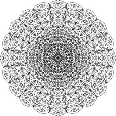 Mandala desen. Beyaz zemin üzerinde bir dairede Doodle süsleme.
