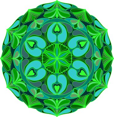 Mandala. Daire şeklinde dekoratif süs deseni. Klasik dekoratif unsur. Hint, Arap motifleri.