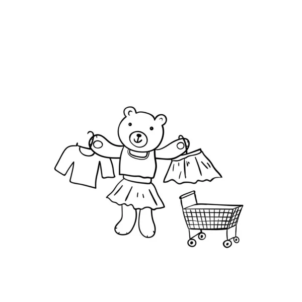 Illustrazione Disegnata Mano Orso Cartone Animato Divertente Animale Emotivo Andare — Vettoriale Stock