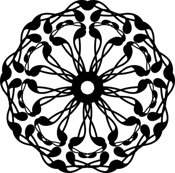 Abstraktes Stilisiertes Mandala Muster Runde Dekorative Ornamente Spitze Schwarz Florale — Stockvektor