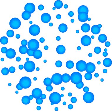 Mavi baloncuk arka planı. Soyut farklı boyut renkli tasarım ögeleri.