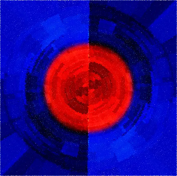Абстрактная Красочная Текстура Ярких Цветах Красная Форма Синем Фоне Элемент — стоковый вектор