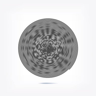 Çizgili daire arka planı. Dinamik hareket şekli. Soyut model. Radikal grafik ögesi.