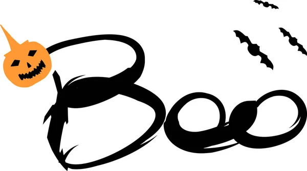 Boo Doodle Palavra Escrita Mão Modelo Design Letras Halloween Elemento — Vetor de Stock