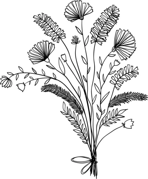 Kytice Divokých Květin Vektorová Kresba — Stockový vektor
