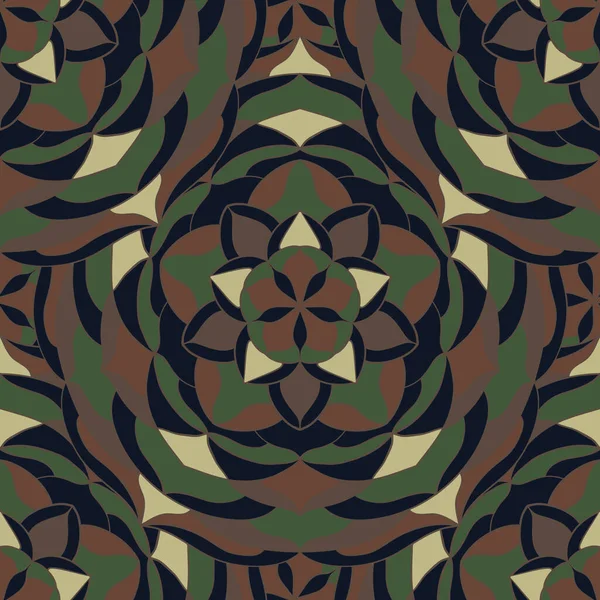 Seamless Colorful Mandala Background Camouflage Colors — Stok Vektör