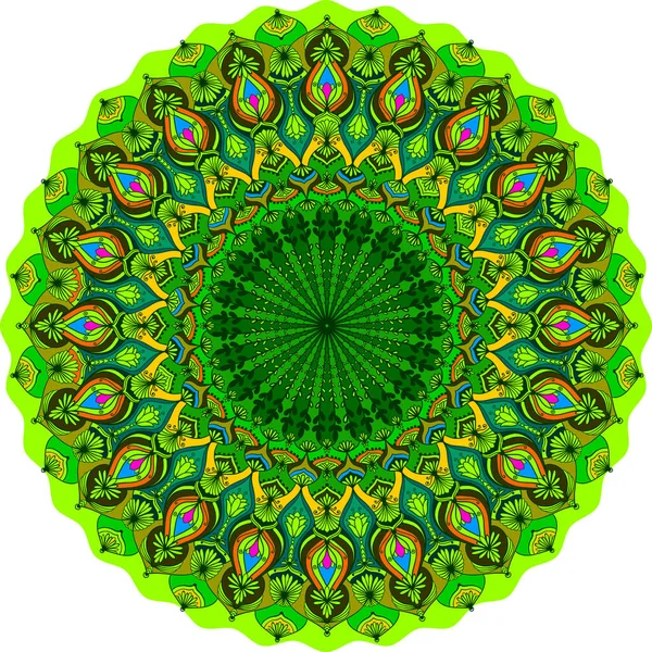 Ornamento Mandala Colorido Brilhante Abstrato — Vetor de Stock