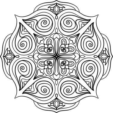 Etnik tarzda soyut illüstrasyon. Kapak için dekoratif tasarım unsuru, çanta, yoga minderi, tebrik kartı, boyama kitabı, poster, tekstil. Hint çiçekli desen.