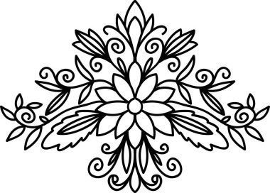 Doodle floral element for decorating of poster, banner, greeting cards, covers, prints, stickers, clothing textile. Abstract motif.