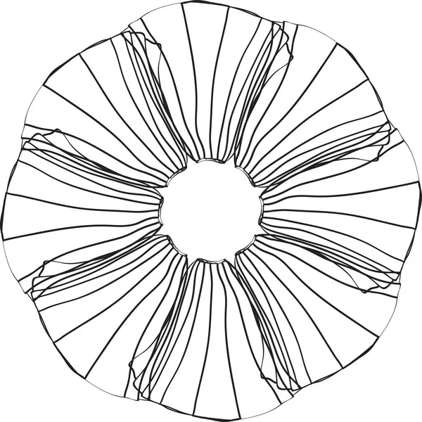 花の装飾波状の円形の装飾 ヨガ瞑想ポスター バナー カード 着色本 プリントのための抗ストレス療法パターン 花の形をスケッチ — ストックベクタ