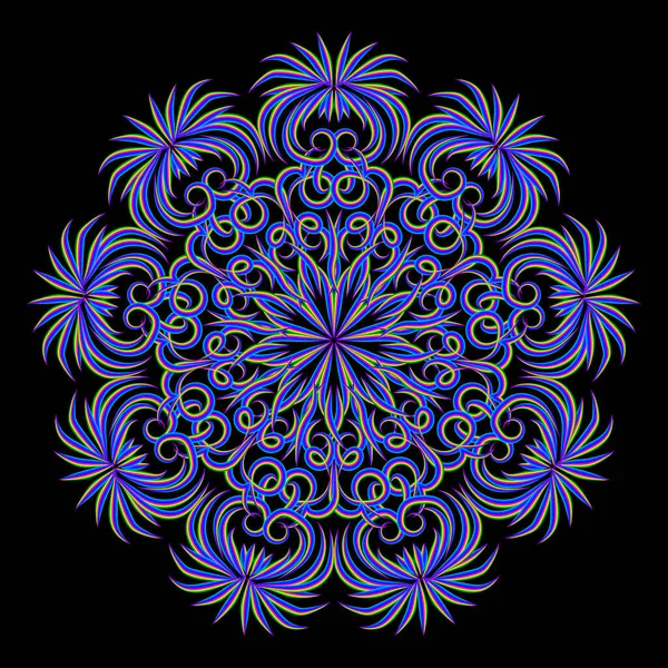 Patrón Mandala Línea Multicolor Estilizado Abstracto Diseño Ornamento Decorativo Redondo — Vector de stock