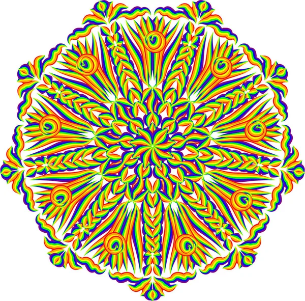 Pola Mandala Garis Pelangi Bergaya Abstrak Desain Ornamen Dekoratif Bulat - Stok Vektor