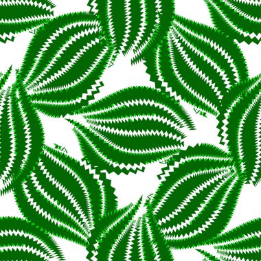 Abstract bright decorative background with exotic stylized green leaves. Colorful seamless texture for web, textile, stationery.