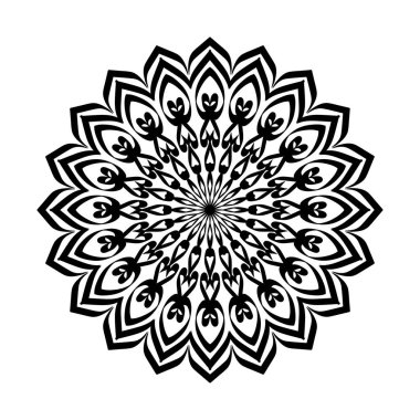 Soyut mandala. Yoga minderi, kapak, duvar halısı, strese karşı boyama kitabı, poster, baskılar, davetiyeler için dekoratif tasarım öğesi. Daire şeklinde süsleme. Yuvarlak desen. Hintli, Türk, Arap motifleri. Parlak etnik arabesk.