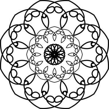 Soyut mandala tasarım elementi daire içinde. Boyama kitabı sayfası. Dekoratif yuvarlak desen.