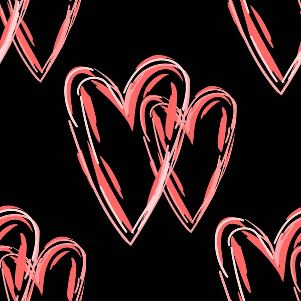 Valentýnský Design Srdcem Bezešvé Náčrtky Srdeční Rytmus Abstraktní Valentýnské Pozadí — Stockový vektor