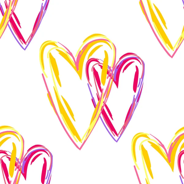 Valentijnsdag Ontwerp Met Harten Naadloos Geschetst Hartpatroon Abstract Valentijnsachtergrond — Stockvector