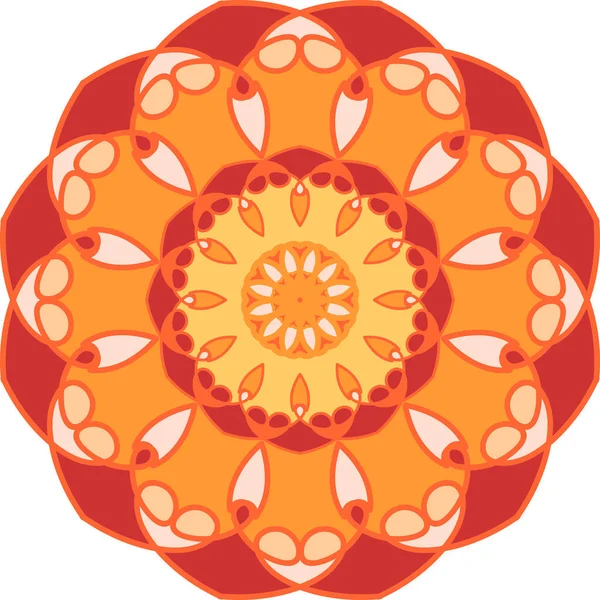 手绘涂鸦曼陀罗 色彩艳丽的民族圆形花环图案 — 图库矢量图片