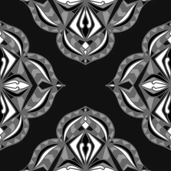 Fond Sans Couture Ornement Décoratif Abstrait Texture Noir Blanc — Image vectorielle